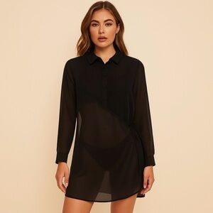 Worth New York Black Button-Up Coverup Size Medium